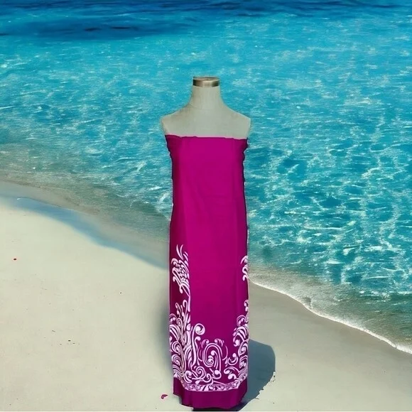 Makai Beach Hawaiian Purple Floral Rayon Scarf Wrap Sarong 64"x46" Shawl NWT - Picture 2 of 7